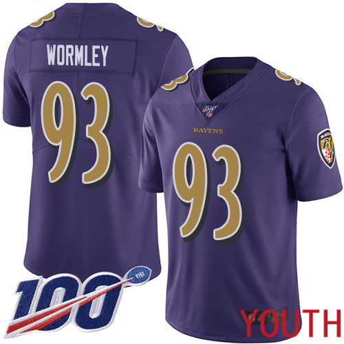 Baltimore Ravens Limited Purple Youth Chris Wormley Jersey NFL Football #93 100th Season Rush Vapor Untouchable->youth nfl jersey->Youth Jersey